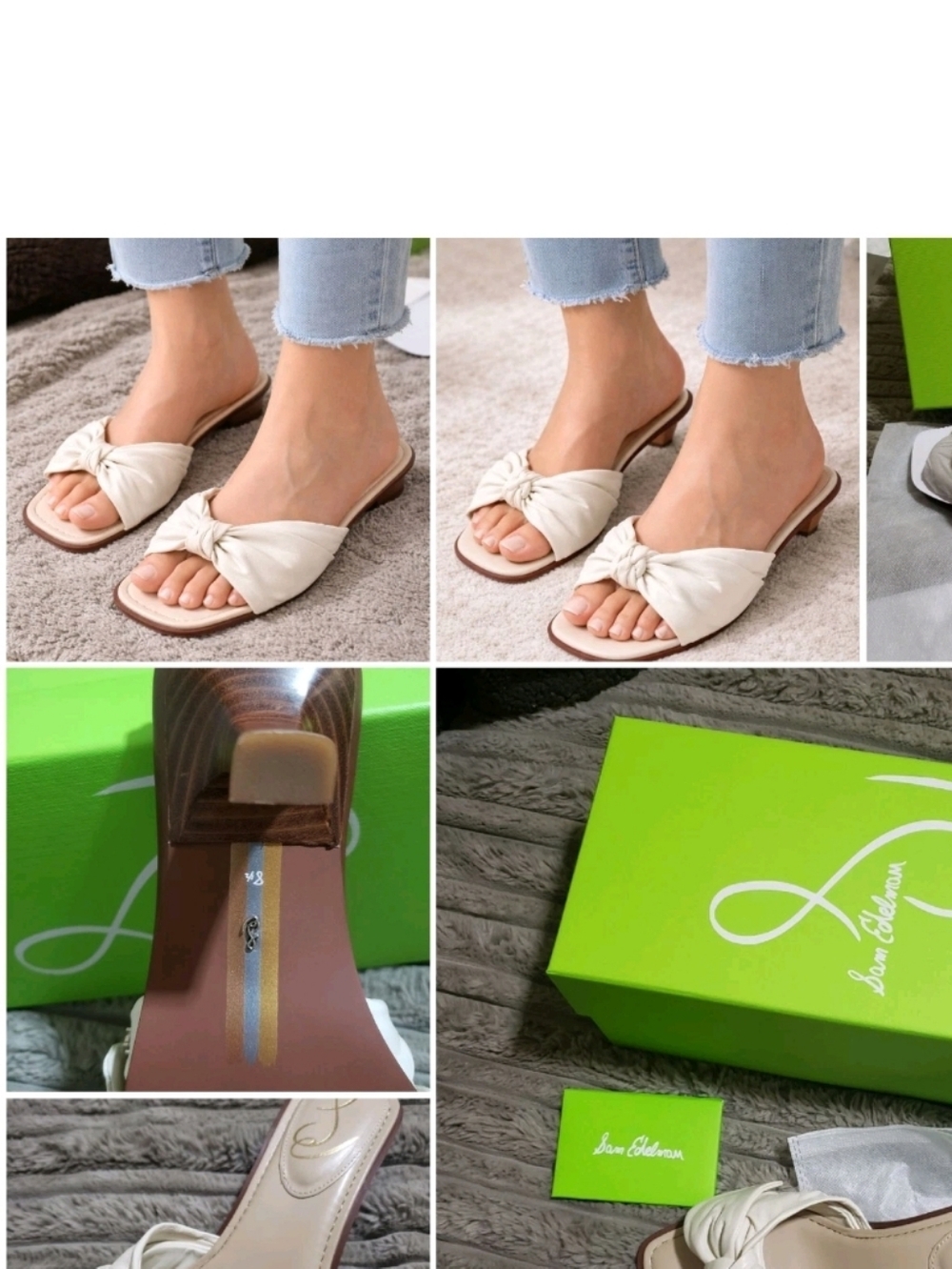 Sam Edelman Off-White Knot Slide Mules